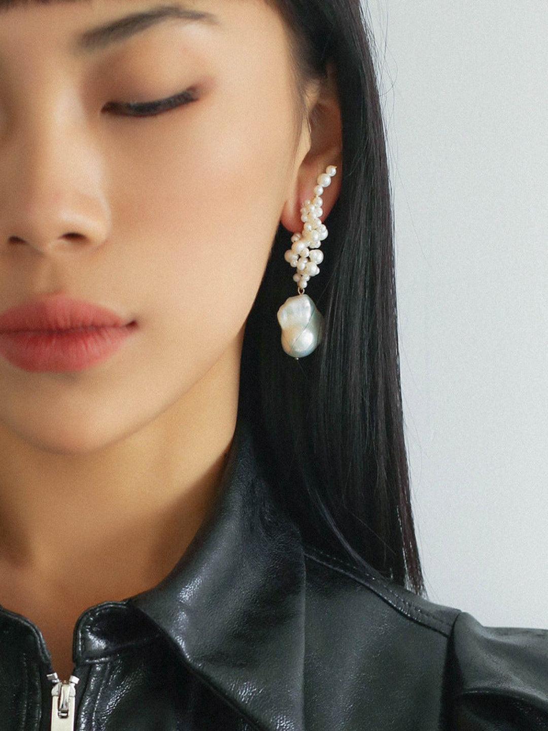 Hand-woven Baroque Winding Pearl Earrings - Gembea Jewelry