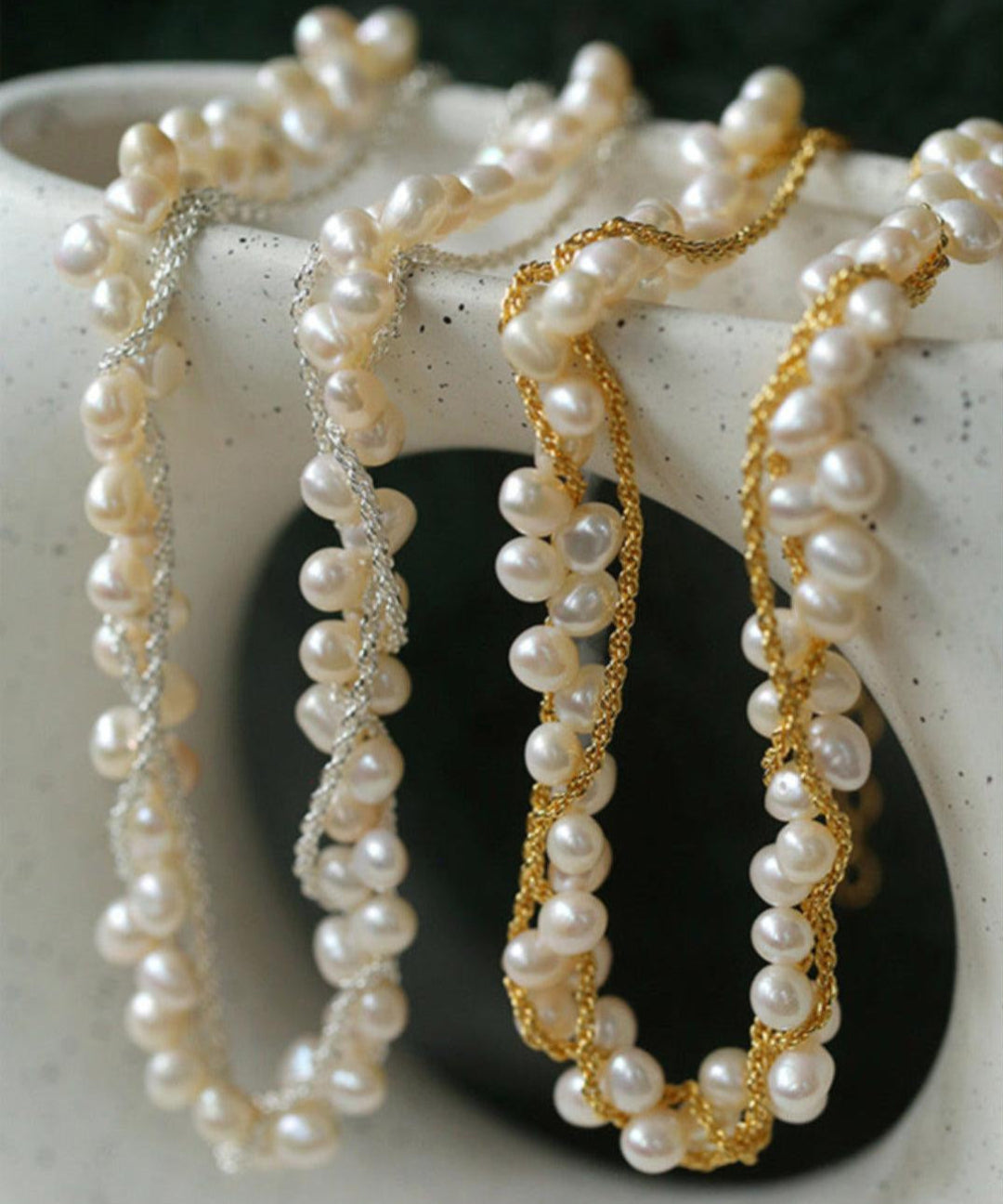 Hand-woven Chain Natural Pearl Necklace - Gembea Jewelry