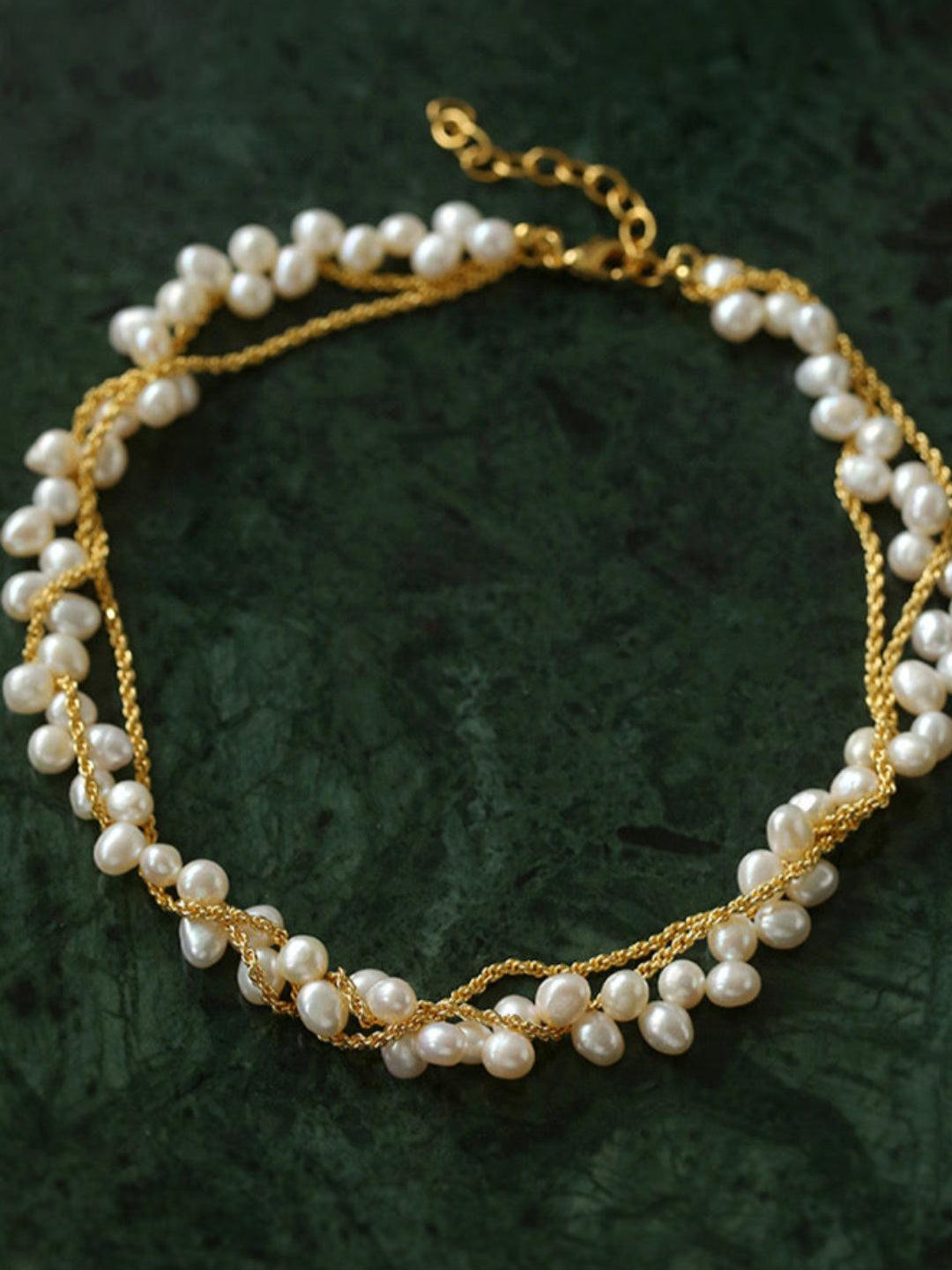 Hand-woven Chain Natural Pearl Necklace - Gembea Jewelry