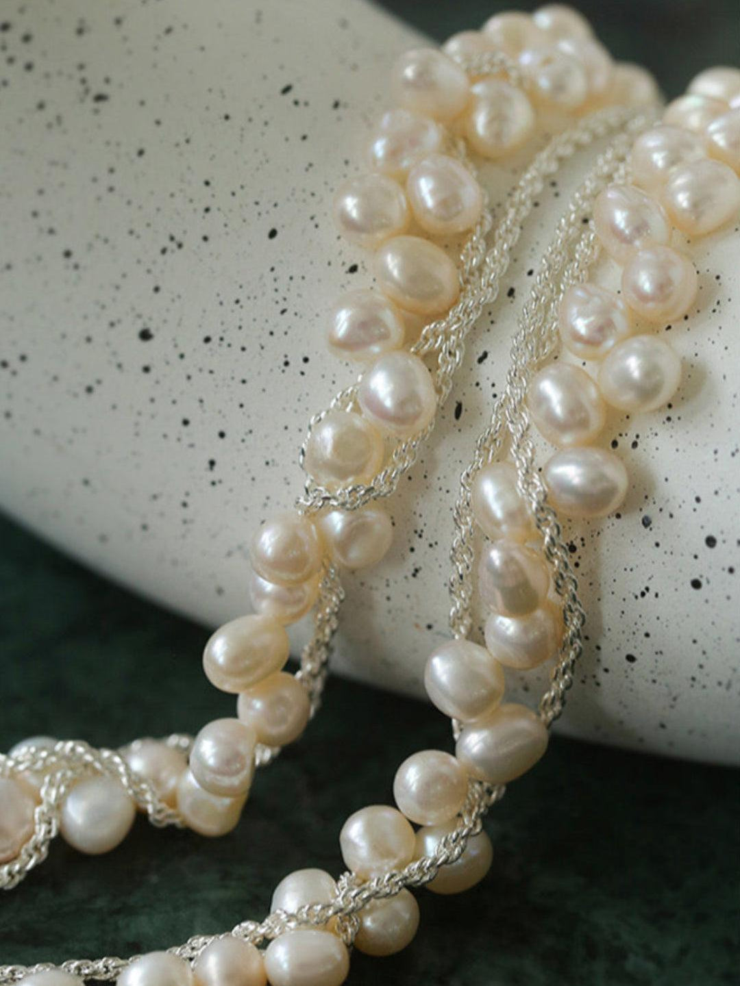 Hand-woven Chain Natural Pearl Necklace - Gembea Jewelry