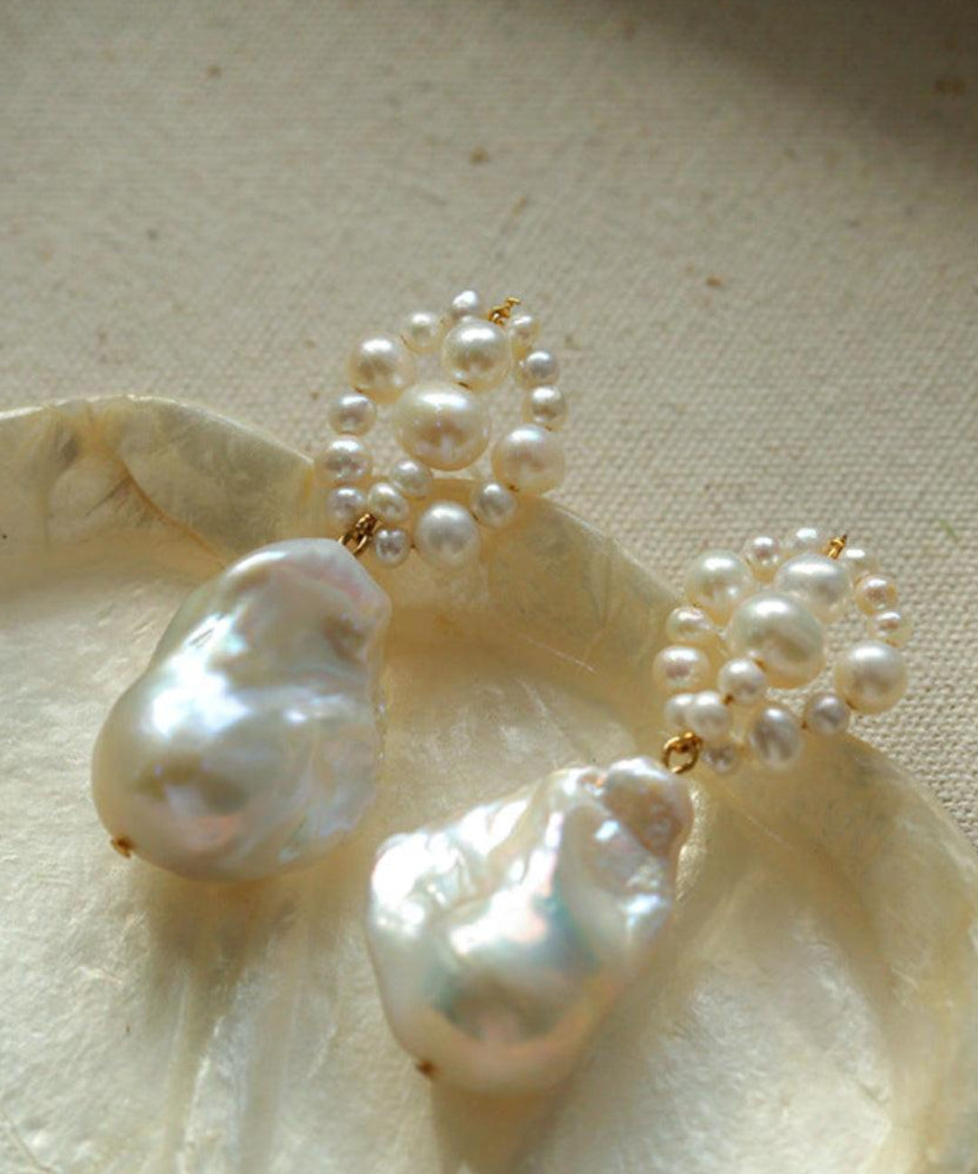 Hand-woven Baroque Winding Pearl Earrings - Gembea Jewelry