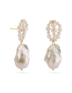 Hand-woven Genuine Baroque Pearl Earrings gembea jewelry