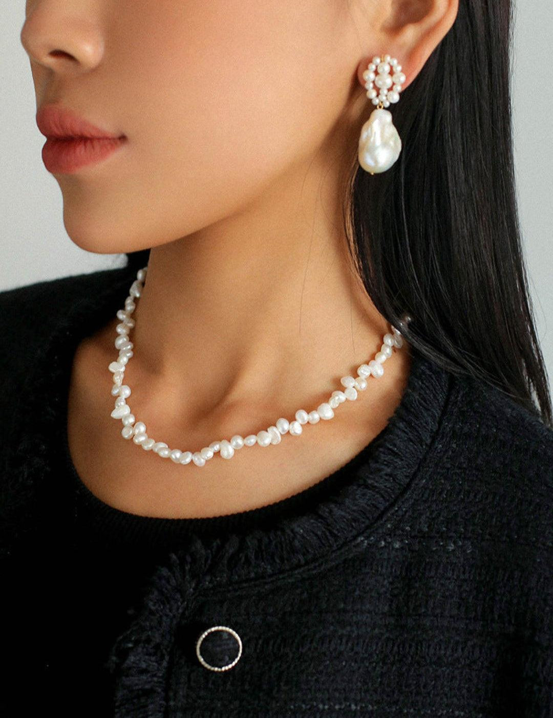 Hand-woven Baroque Winding Pearl Earrings - Gembea Jewelry