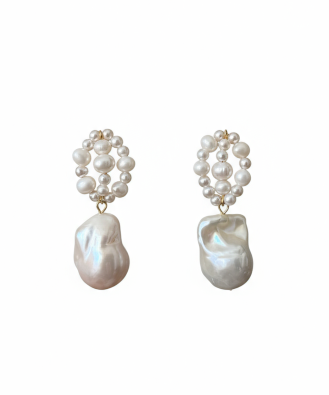Hand-woven Genuine Baroque Pearl Earrings gembea jewelry