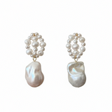 Hand-woven Genuine Baroque Pearl Earrings gembea jewelry