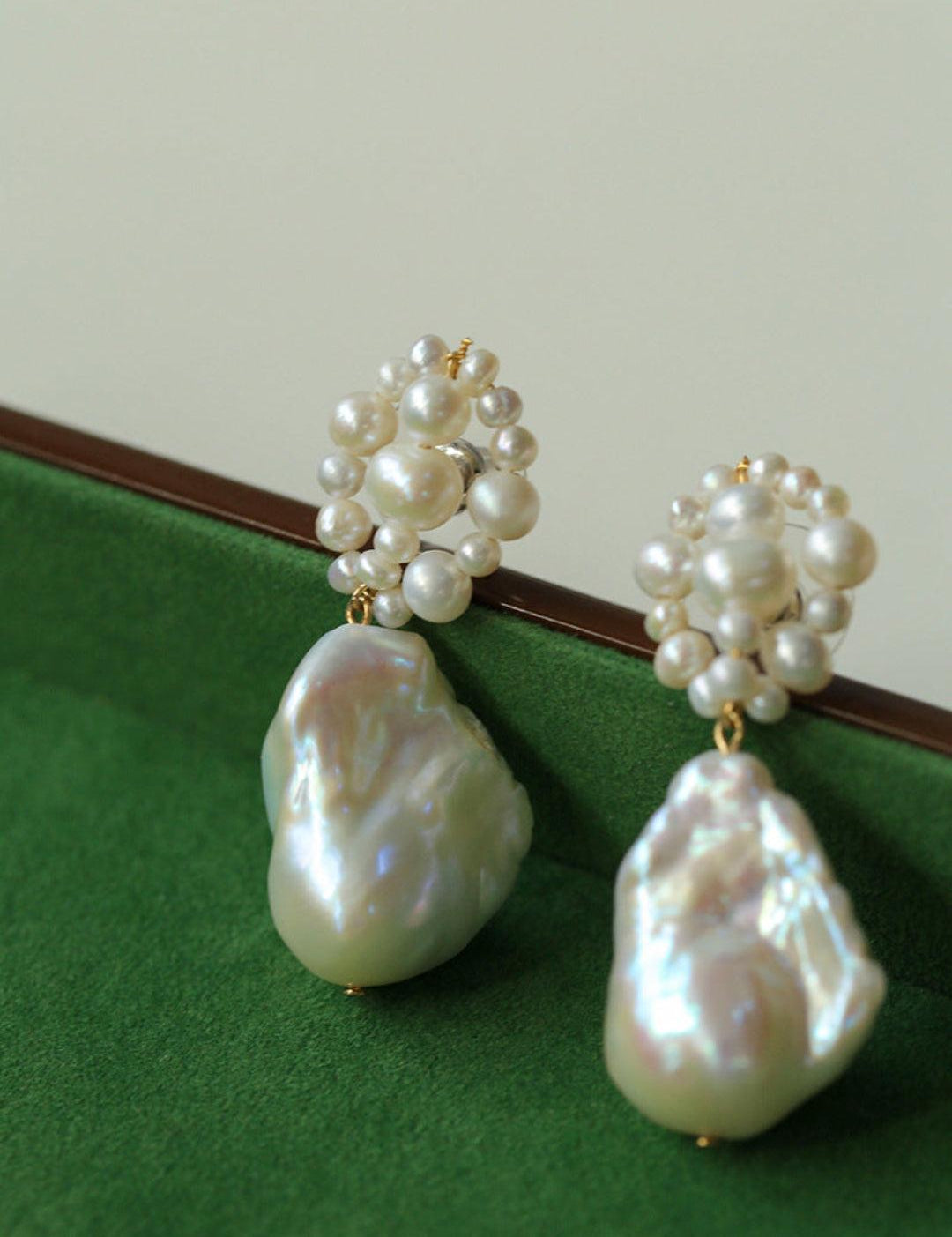Hand-woven Baroque Winding Pearl Earrings - Gembea Jewelry