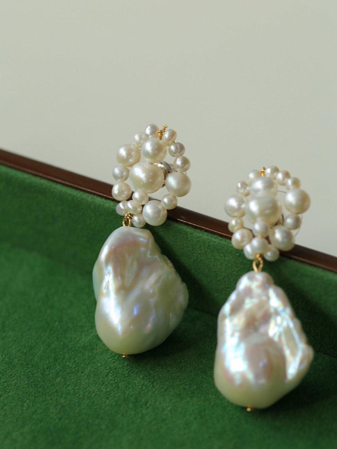 Hand-woven Baroque Winding Pearl Earrings - Gembea Jewelry