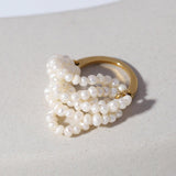 Hand-woven Multi-layer Small Rice Pearl Ring - Gembea Jewelry