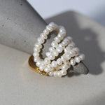 Hand-woven Multi-layer Small Rice Pearl Ring - Gembea Jewelry