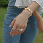 Hand-woven Multi-layer Small Rice Pearl Ring - Gembea Jewelry