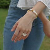 Hand-woven Multi-layer Small Rice Pearl Ring - Gembea Jewelry