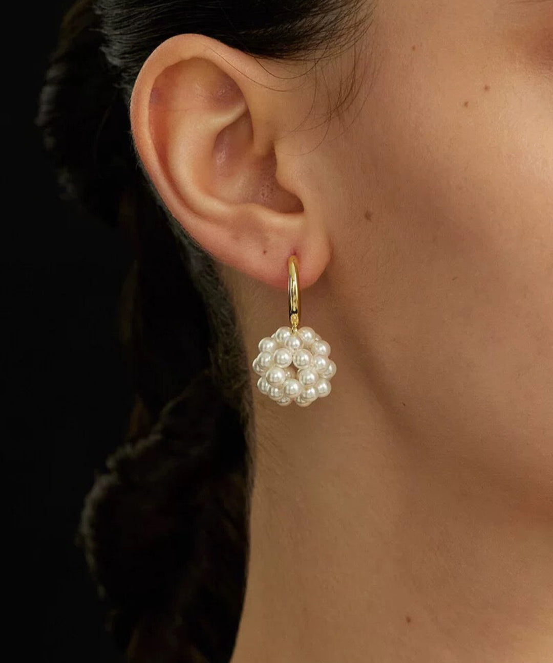 Hand-woven Spherical Pearl Earrings gembea jewelry