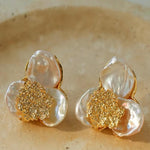 Handmade Earrings with Baroque Pearl Petals - Gembea Jewelry