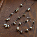 Handmade Black Rope Knotted Pearl Bracelet-Gembea Jewelry
