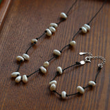 Handmade Black Rope Knotted Pearl Bracelet-Gembea Jewelry