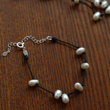 Handmade Black Rope Knotted Pearl Bracelet-Gembea Jewelry
