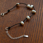 Handmade Black Rope Knotted Pearl Bracelet-Gembea Jewelry
