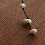 Handmade Black Rope Knotted Pearl Bracelet-Gembea Jewelry