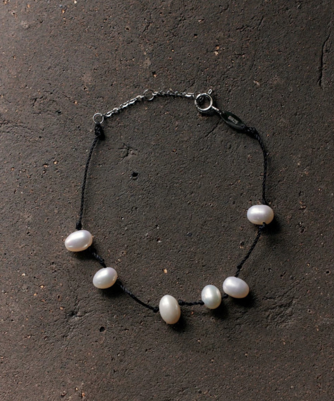 Handmade Black Rope Knotted Pearl Bracelet gembea jewelry