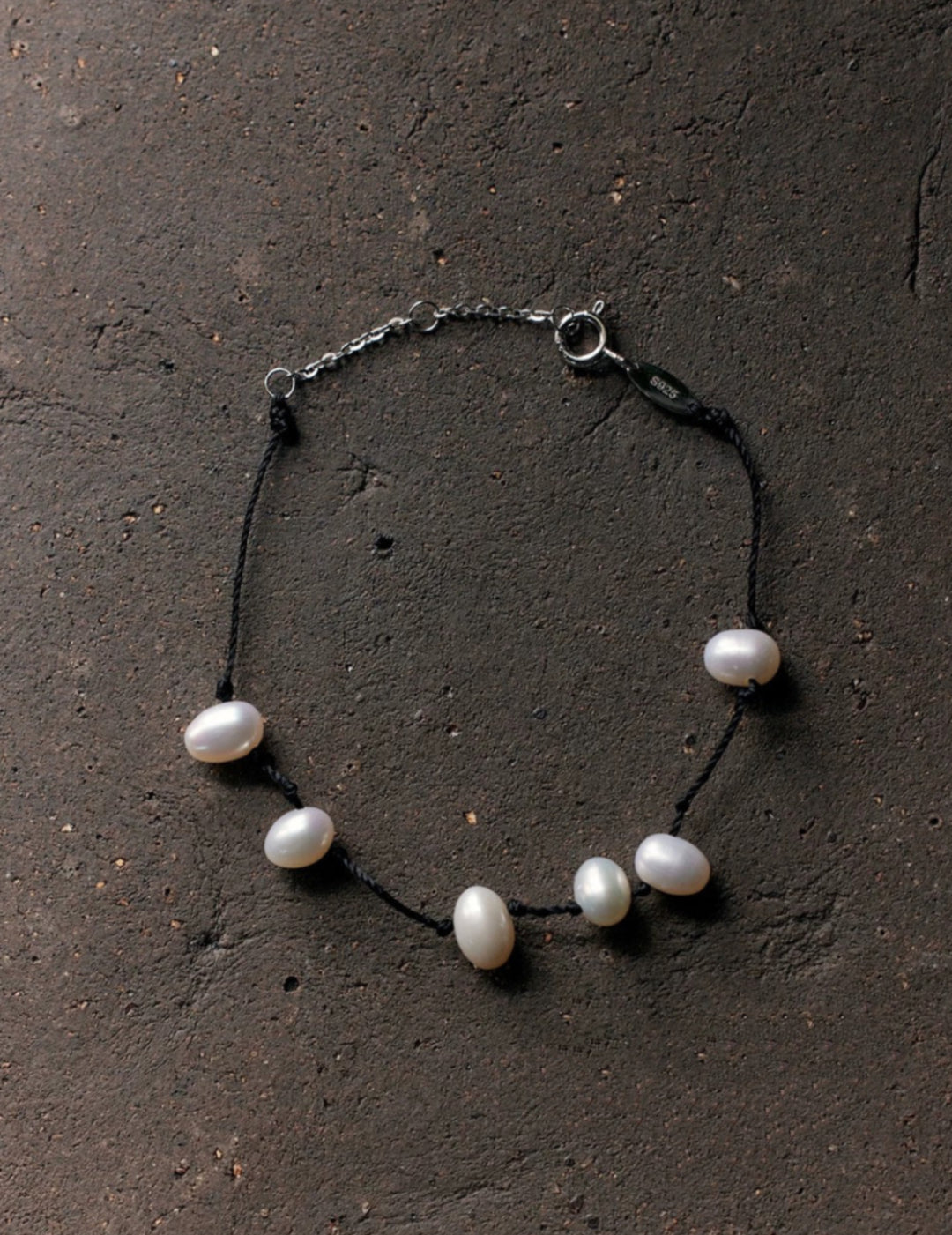 Handmade Black Rope Knotted Pearl Bracelet gembea jewelry