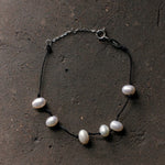 Handmade Black Rope Knotted Pearl Bracelet gembea jewelry