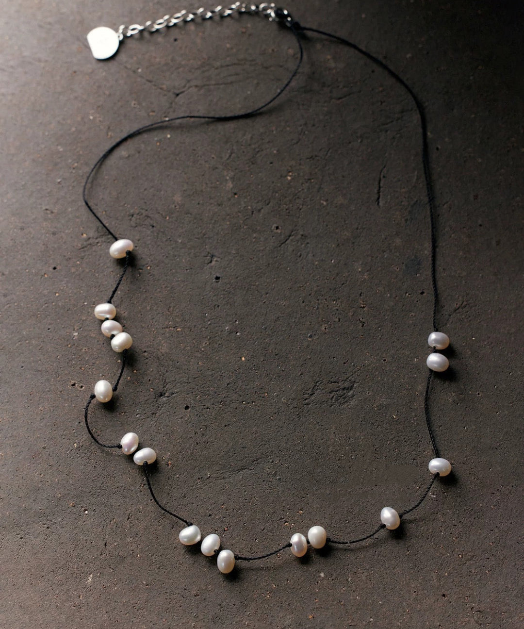 Handmade Black Rope Knotted Pearl Necklace gembea jewelry
