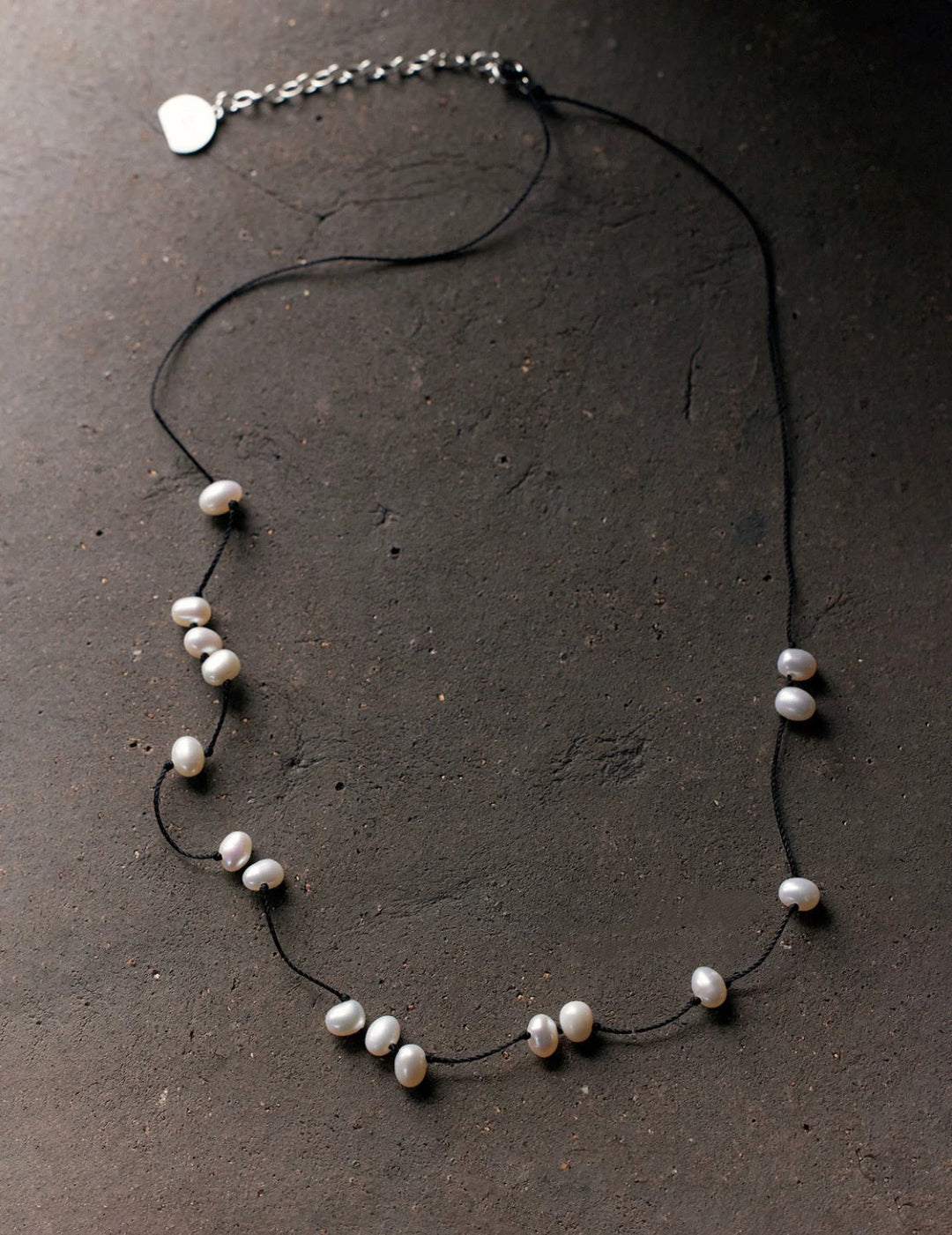 Handmade Black Rope Knotted Pearl Necklace gembea jewelry