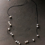 Handmade Black Rope Knotted Pearl Necklace gembea jewelry