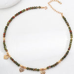 Heart-shaped Pendant Shoushan Stone Beaded Necklace - Gembea Jewelry