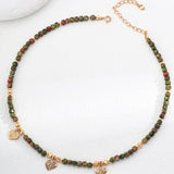 Heart-shaped Pendant Shoushan Stone Beaded Necklace - Gembea Jewelry