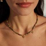 Heart-shaped Pendant Shoushan Stone Beaded Necklace - Gembea Jewelry