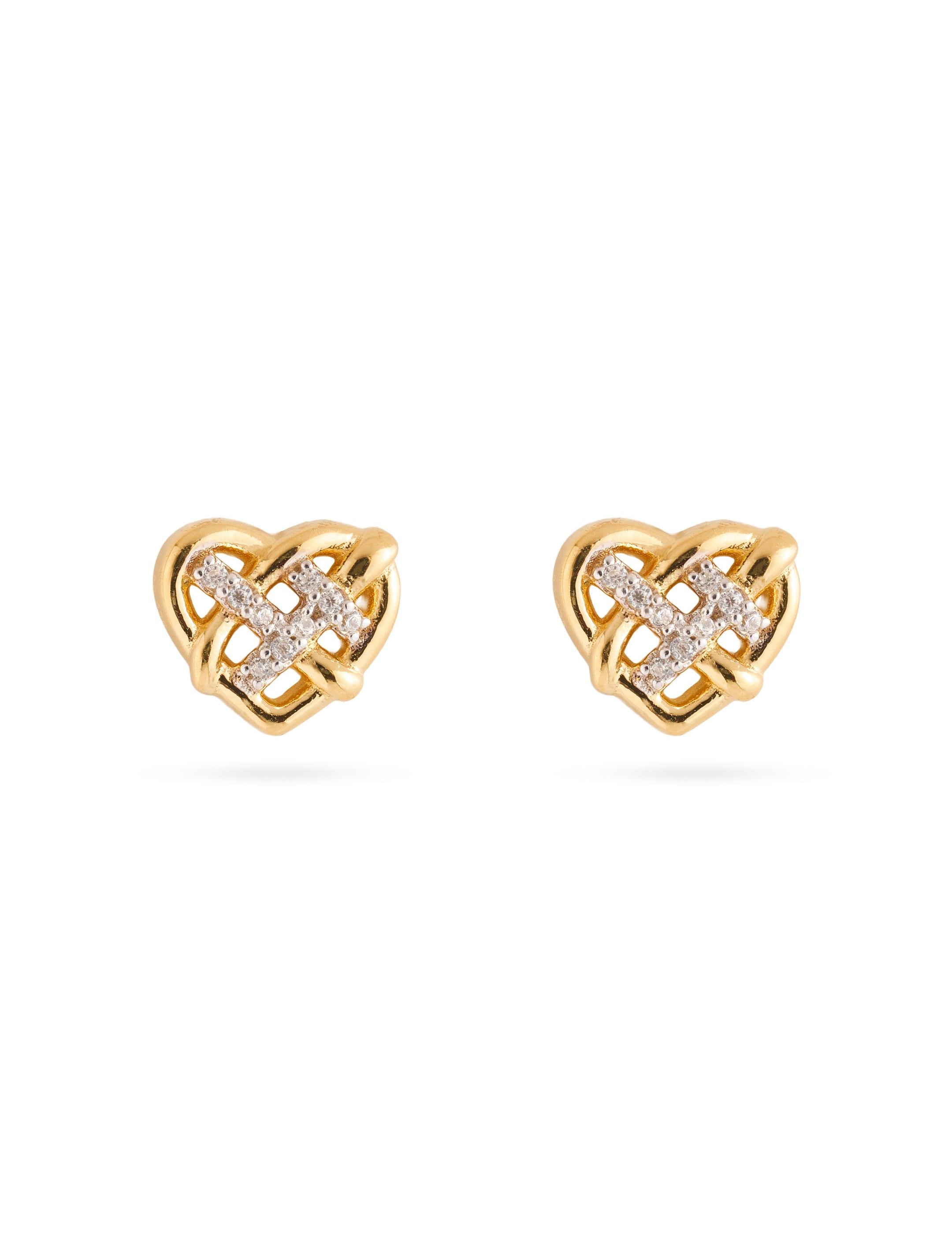 Heart Weave Lab-grown Diamond Stud Earrings gembea jewelry