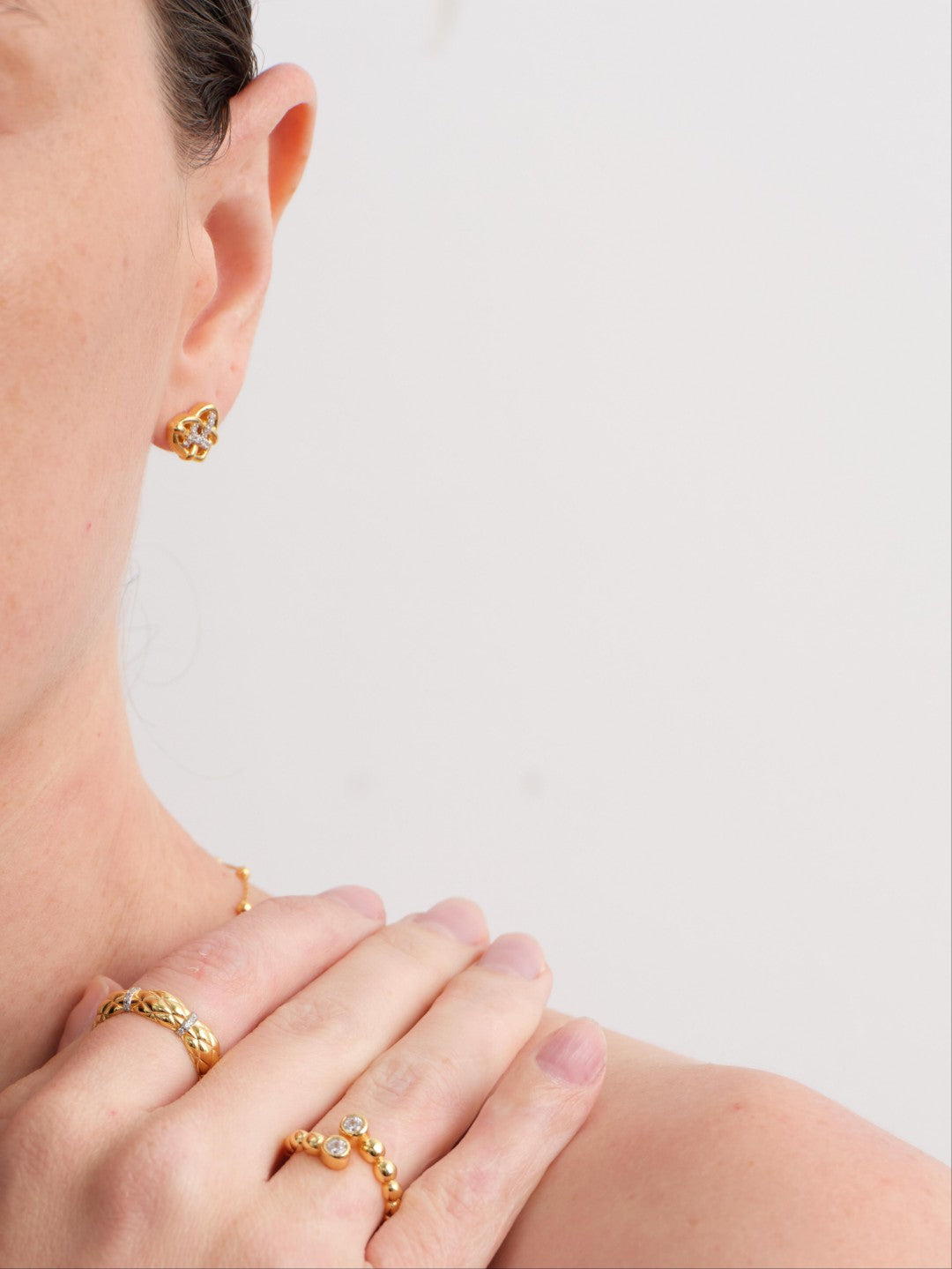 Heart Weave Lab-grown Diamond Stud Earrings gembea jewelry