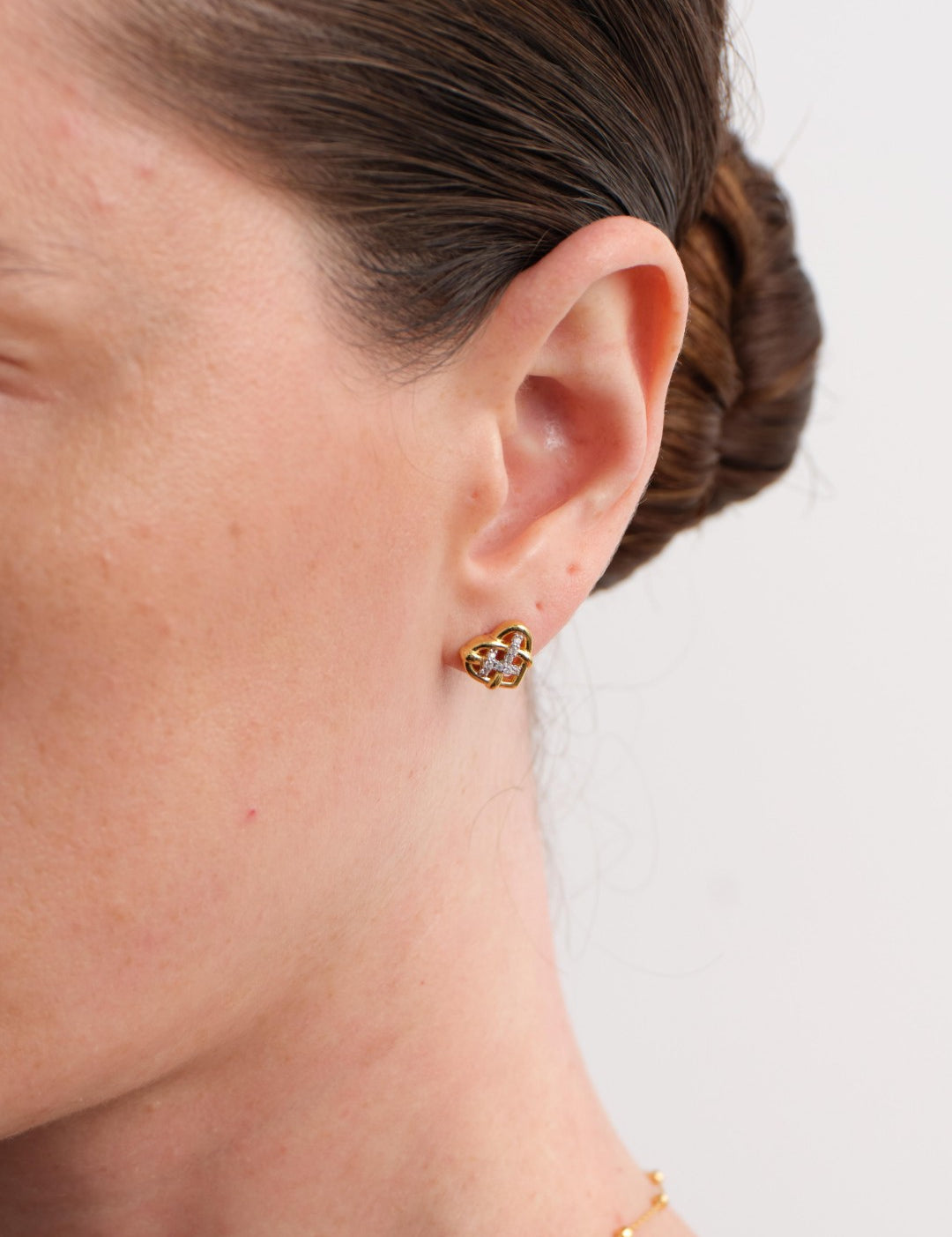 Heart Weave Lab-grown Diamond Stud Earrings gembea jewelry