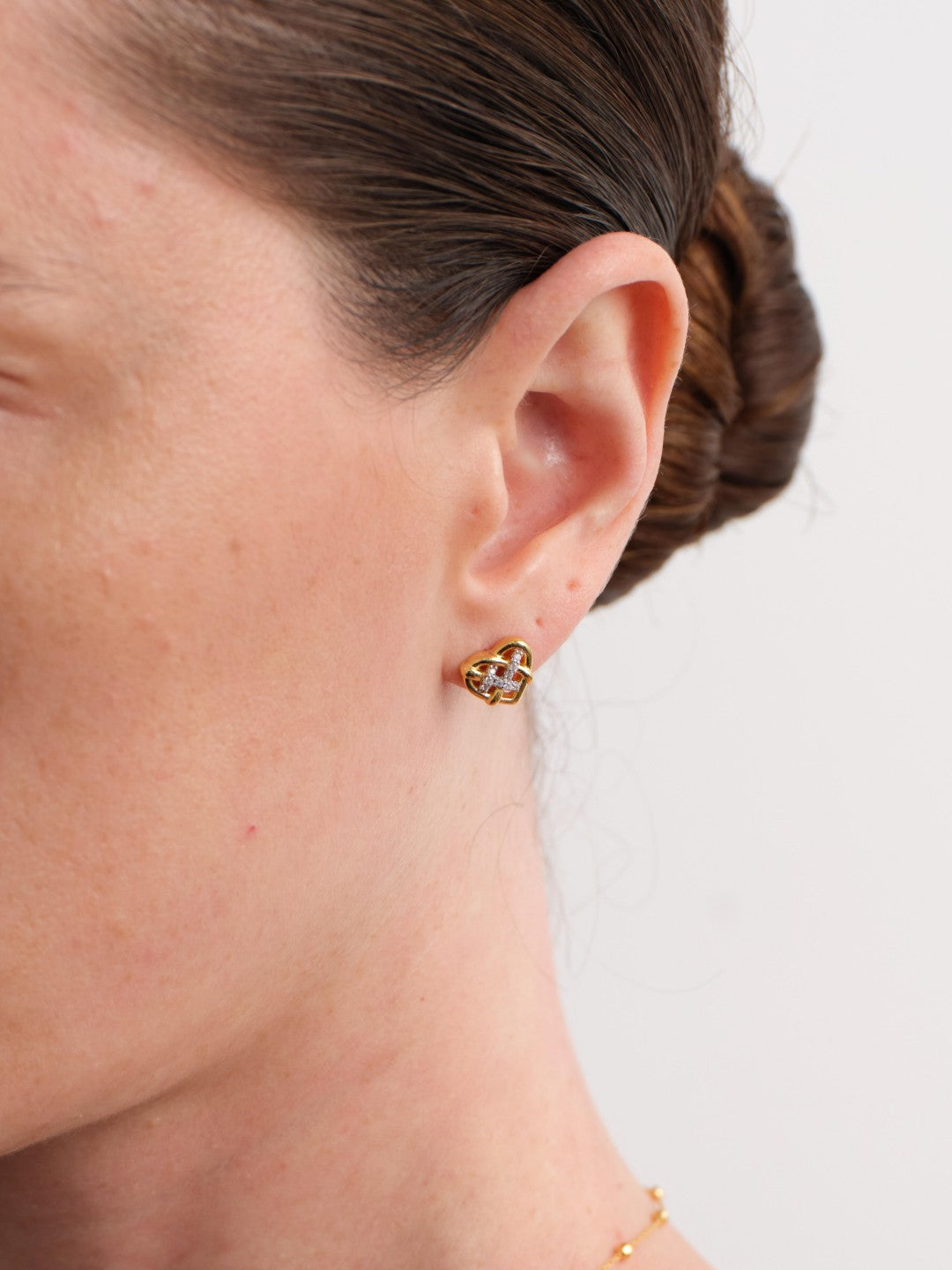 Heart Weave Lab-grown Diamond Stud Earrings gembea jewelry