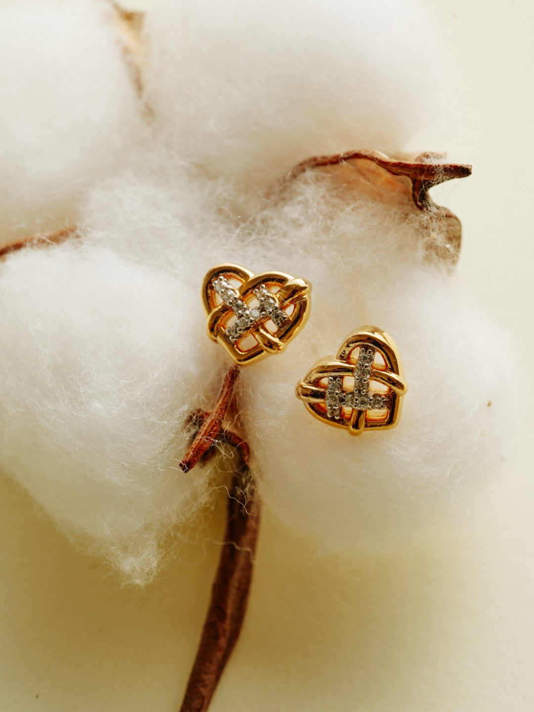 Heart Weave Lab-grown Diamond Stud Earrings gembea jewelry