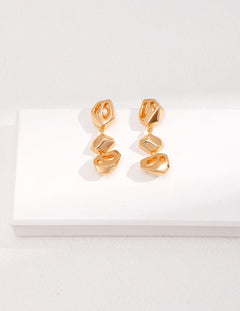 Hollow Diamond Freshwater Pearl Pendant Earrings - Gembea Jewelry