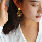 Hollow Letter Ball Drop Earrings - Gembea Jewelry