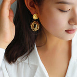 Hollow Letter Ball Drop Earrings - Gembea Jewelry
