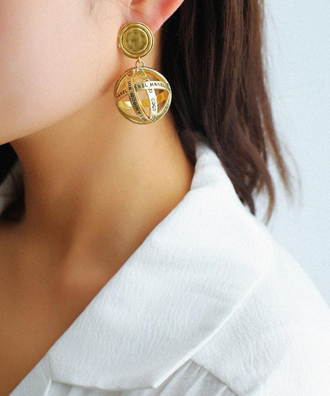 Hollow Letter Ball Drop Earrings - Gembea Jewelry
