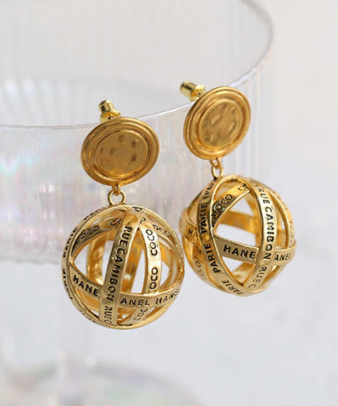 Hollow Letter Ball Drop Earrings - Gembea Jewelry