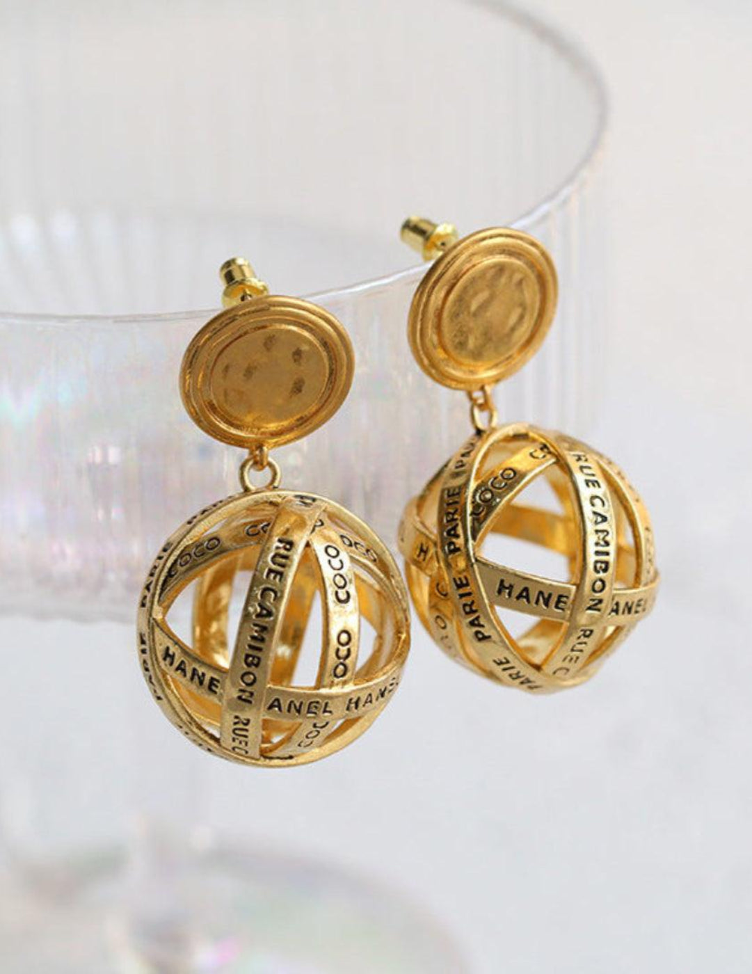 Hollow Letter Ball Drop Earrings - Gembea Jewelry