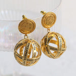 Hollow Letter Ball Drop Earrings - Gembea Jewelry