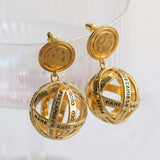 Hollow Letter Ball Drop Earrings - Gembea Jewelry