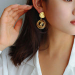 Hollow Letter Ball Drop Earrings - Gembea Jewelry