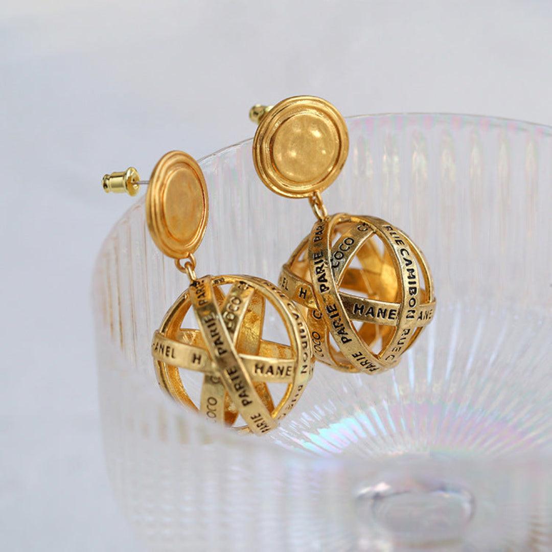 Hollow Letter Ball Drop Earrings - Gembea Jewelry