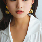 Hollow Letter Ball Drop Earrings - Gembea Jewelry
