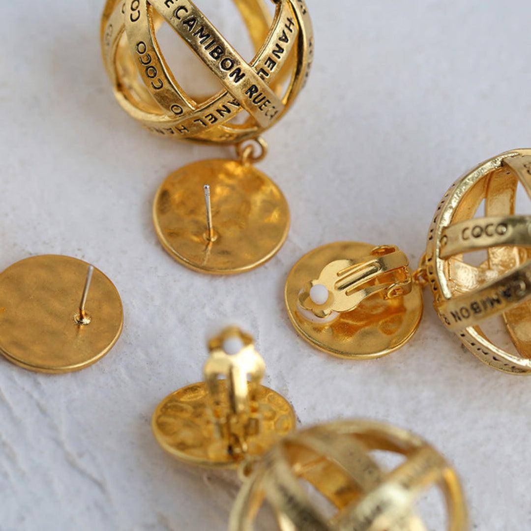 Hollow Letter Ball Drop Earrings - Gembea Jewelry