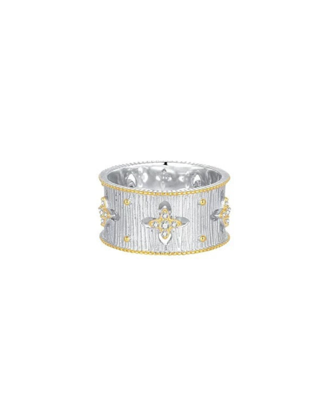 Hollowed-out Cross-flower Silver Ring gembea jewelry