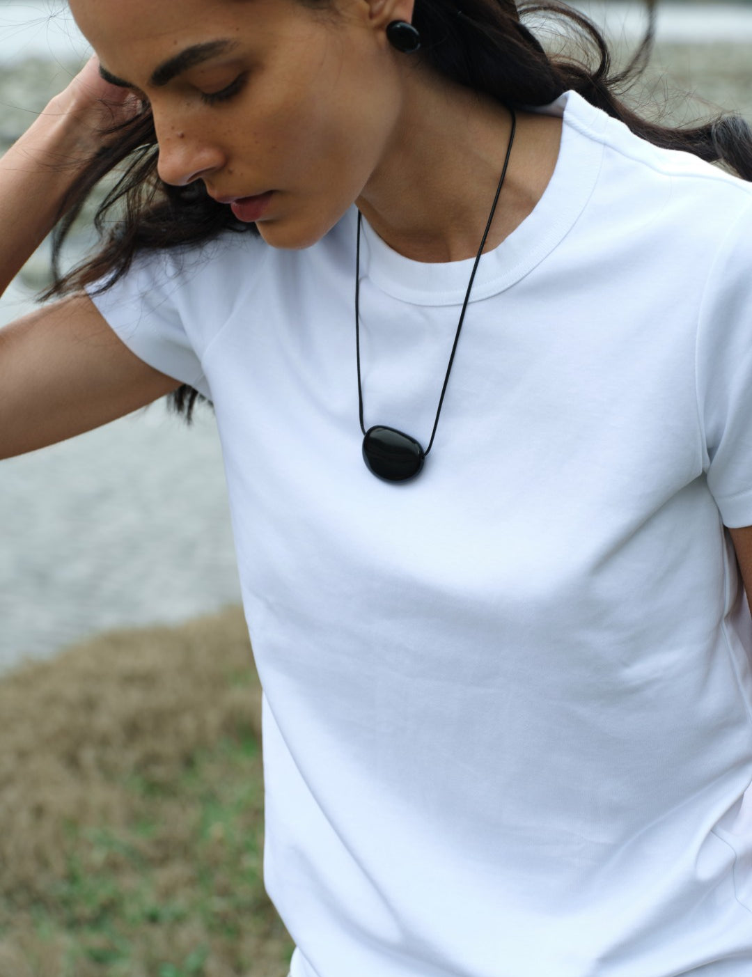 Holly Berry Black Agate Pendant Necklace gembea jewelry